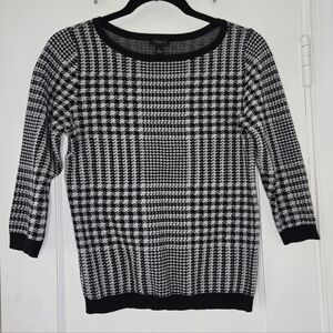 Anne Taylor Black & Gray 3/4 Sleeve Sweater - Women's Small